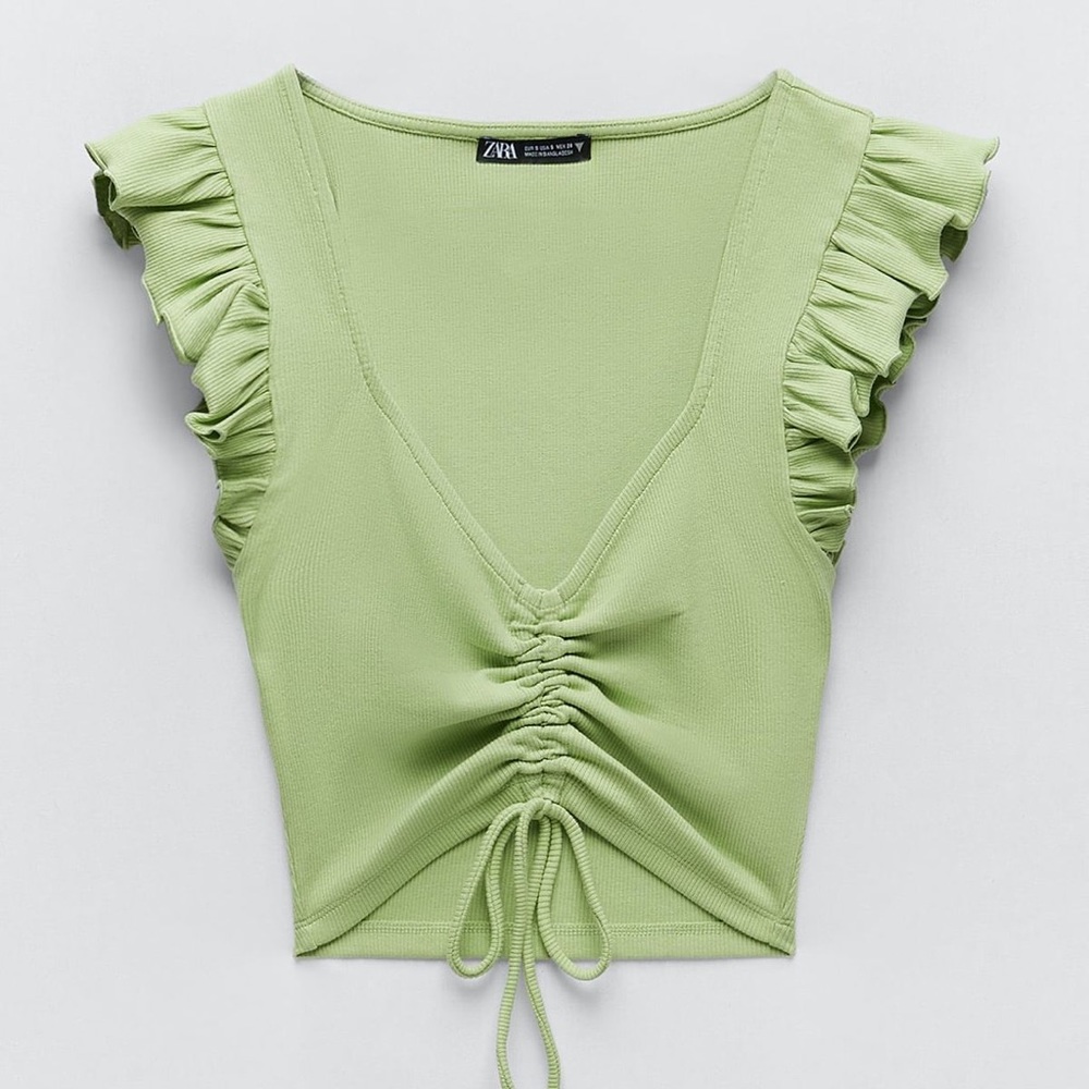 Zara Green Ruffle Top
